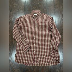 J CREW Men Red Flannel Button Up Shirt Size Small  Classic Long Sleeve Plaid